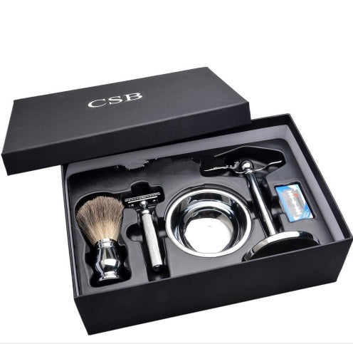 Men’s Shaving Kit CSB Razor Badger Brush Mug Soap 10 Blades Included