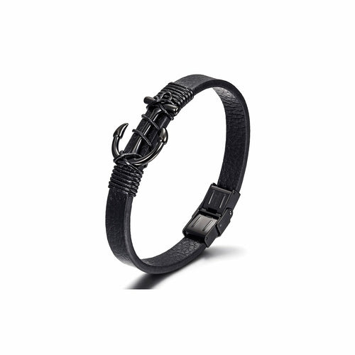 Men’s Nautical Rope & Leather Wristband