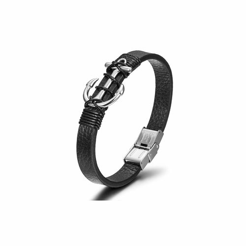 Men’s Nautical Rope & Leather Wristband