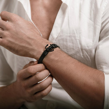 Men’s Nautical Rope & Leather Wristband