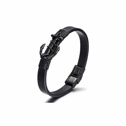 Men’s Nautical Rope & Leather Wristband