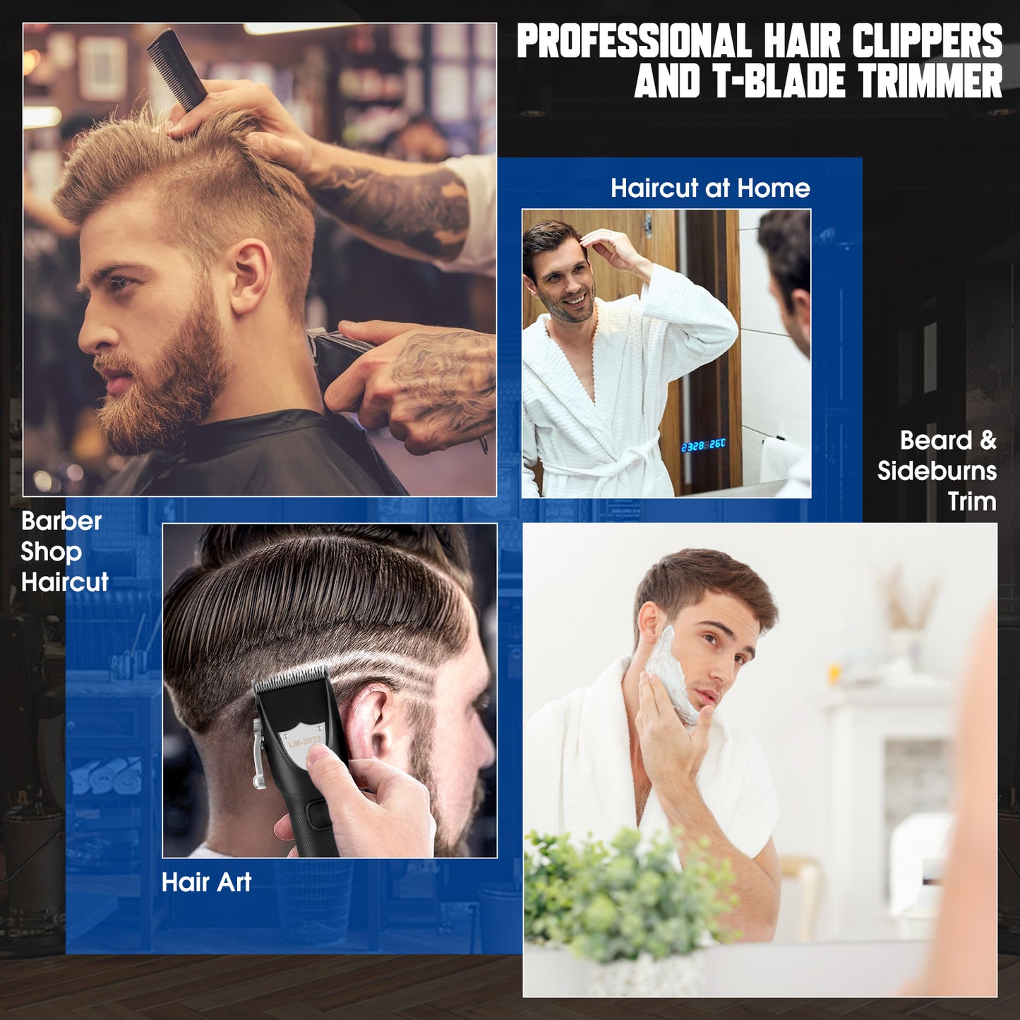 Hair Clippers for Men Cordless Professional Barber Trimmer Set